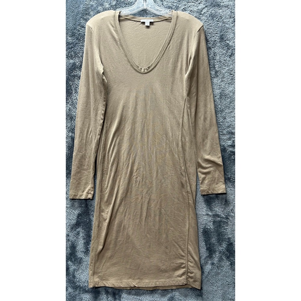 James Perse Womens Size 2 (M) Brown Scoop Neck Long Sleeve Shirt Dress (S2)